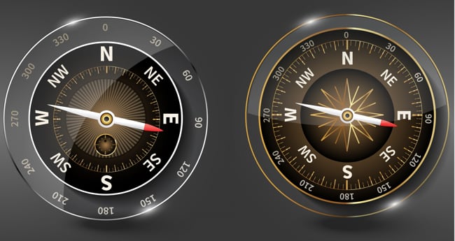 Shiny Modern Glass Design Compass Templates Free Vector