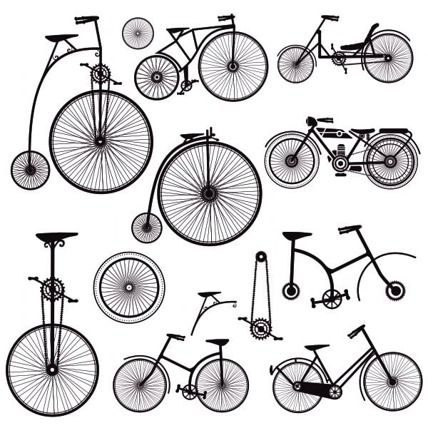 Silhouettes of Retro Bicycles Free CDR and DXF Vector File