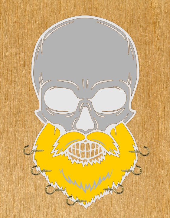 Skull with Beard Wall Hanger Free CDR File