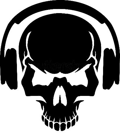 Skull with Headphones Art DXF File