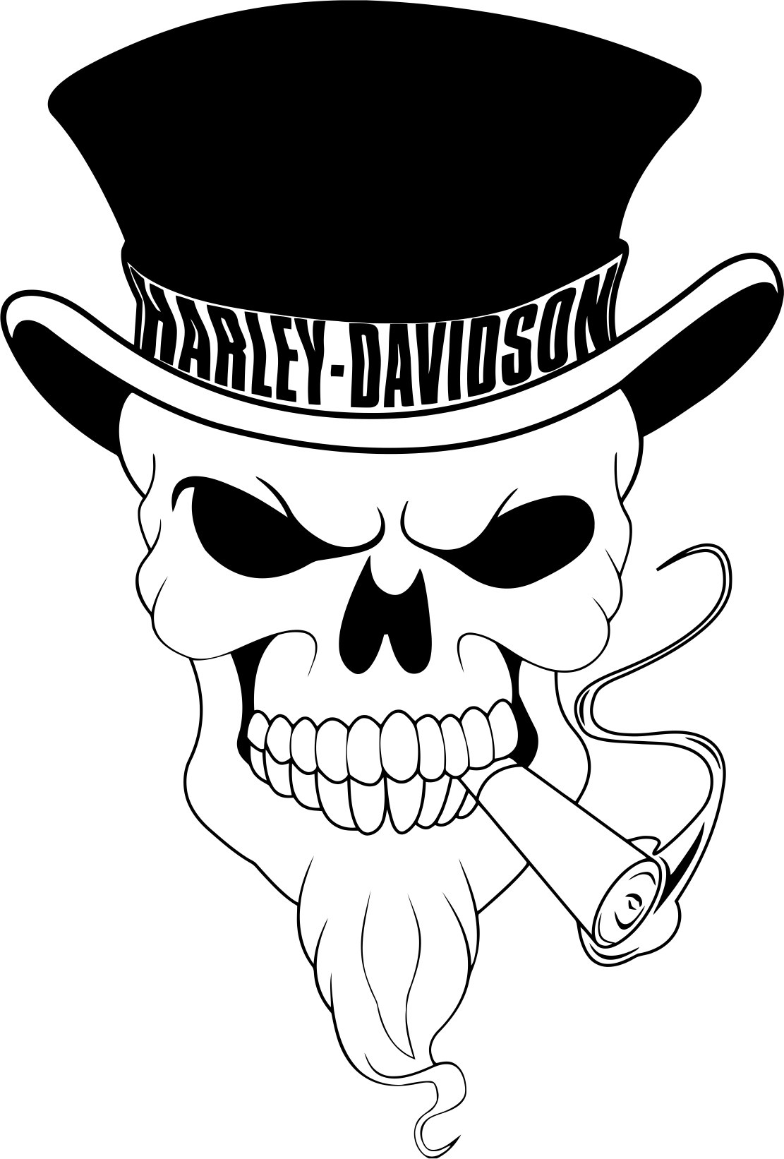 Smoking Skull Silhouette Vector Free CDR File