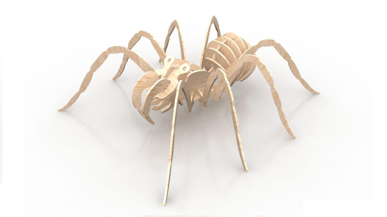 Spider 1.5mm Insect 3D Wood Puzzle Free DXF Vectors File