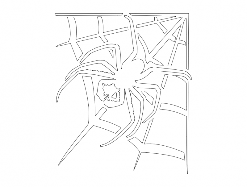Spider Animal Line Vector Art DXF File