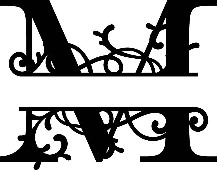 Split Monogram Letter M Free DXF Vectors File Free Download Vectors File