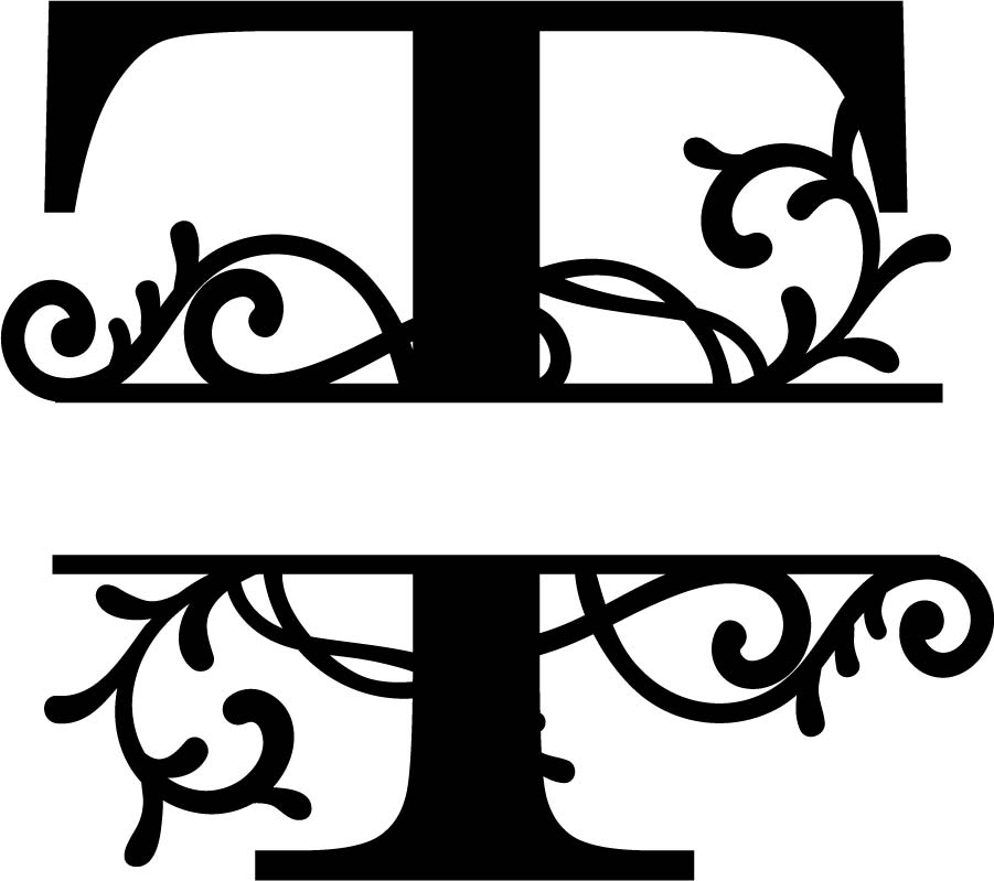 Split Monogram Letter T Free DXF Vectors File Free Download Vectors File