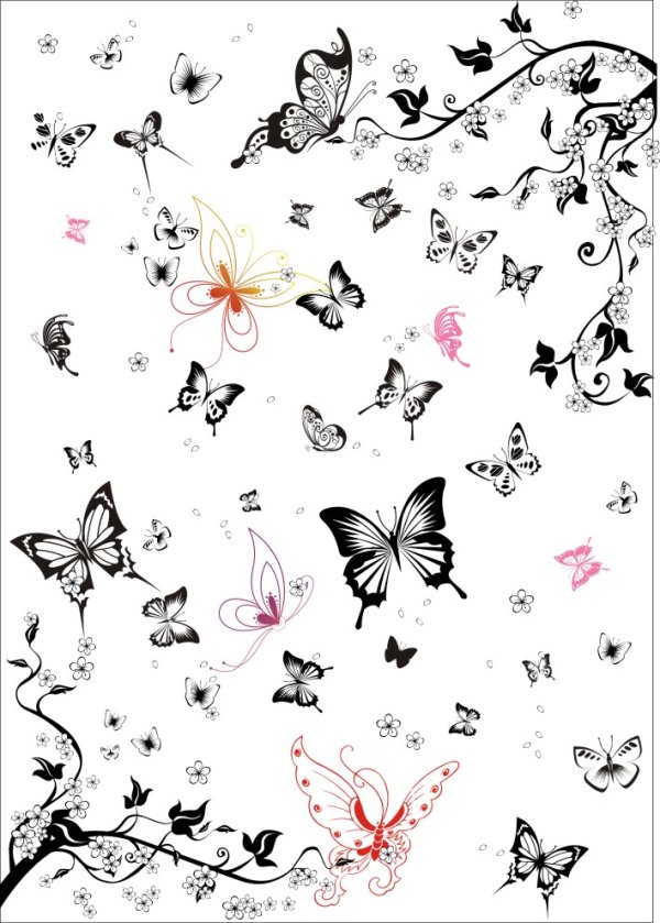 Spring Butterfly Screen Panel CDR File