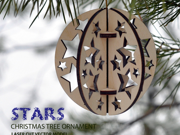 Stars. Christmas tree ball ornament CNC Laser Cut Free DXF File