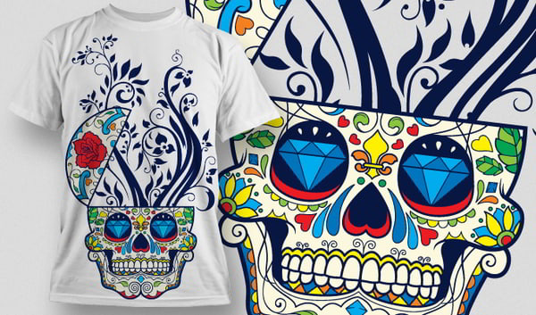 Sugar Skull T Shirt Design Art Free Design CDR File