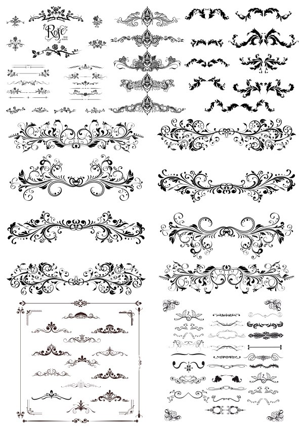 Swirl Floral Borders and Ornaments Free CDR Vectors File