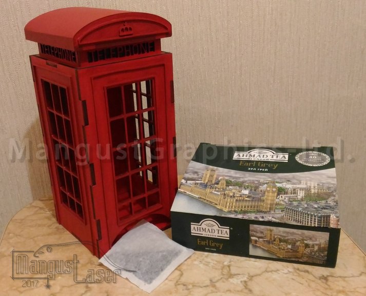 Tea Bags Holder London Phone Booth Laser Cut CDR File