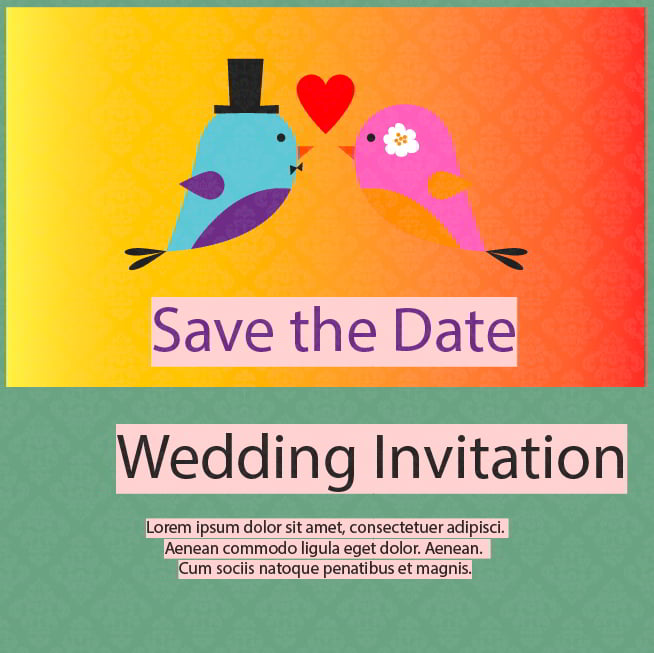 Template for Wedding Invitation Card Free Vector