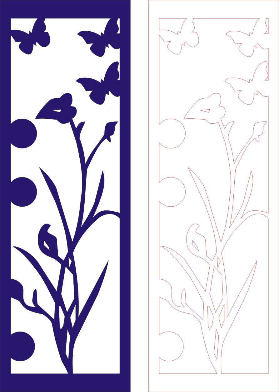 Template of Floral Grill Design Laser Cut CDR File