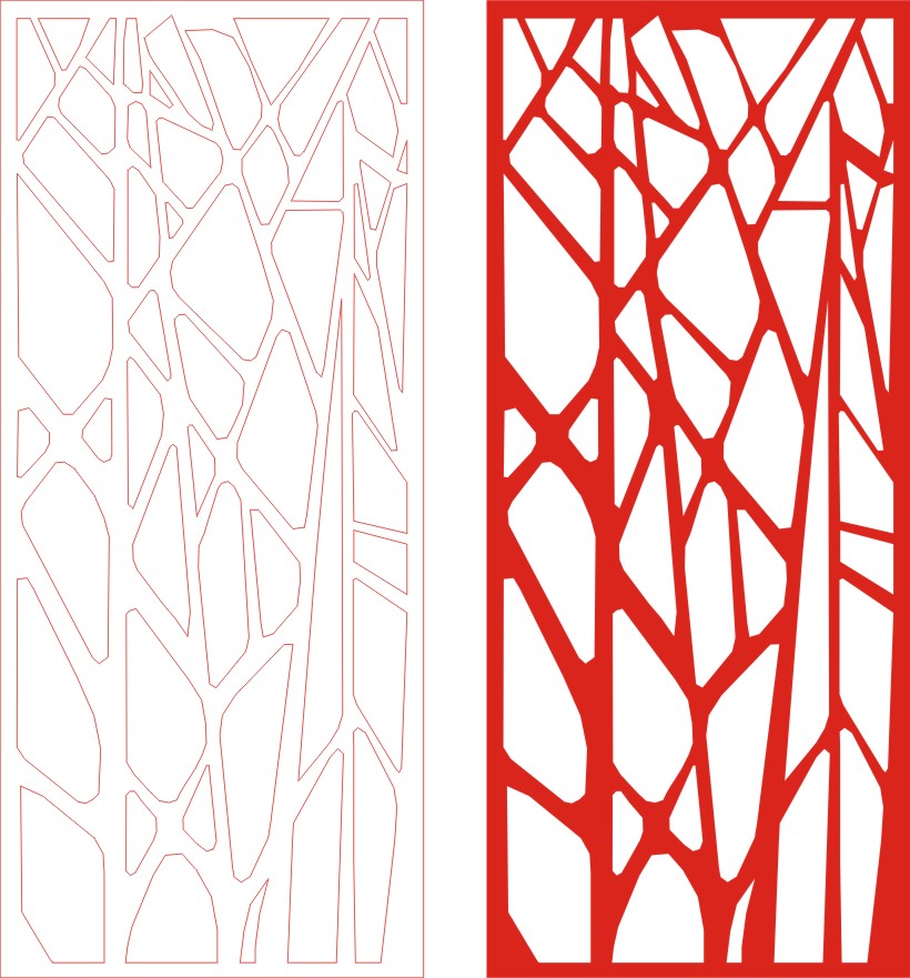 Template of Vertical Tree Net Panels Decorative Laser Cut CDR File