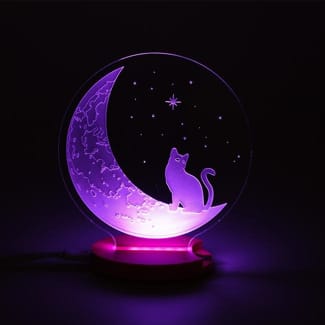 The Cat and The Moon 3D Illusion Night Light Lamp Laser Cut DXF File
