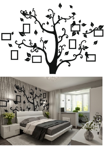 Room Wall Tree Photo Frame CNC Laser Cut Free CDR File