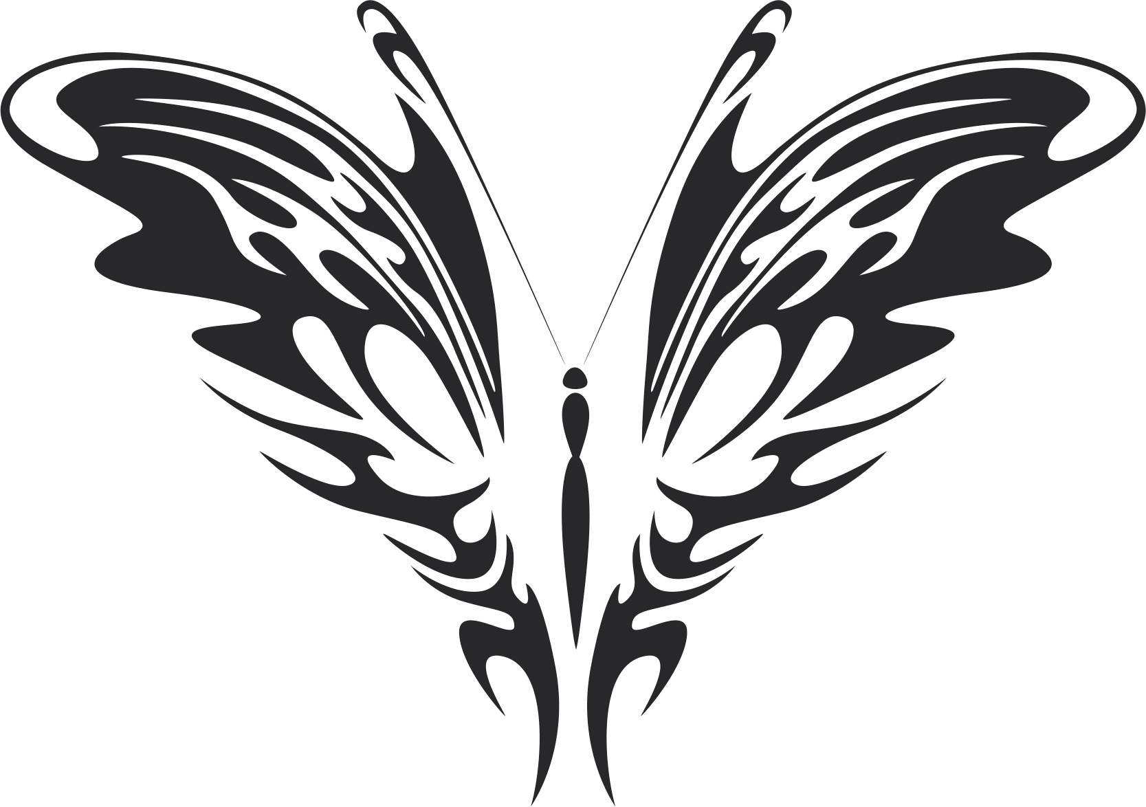 Tribal Butterfly Design Vector Art Free DXF Vectors File