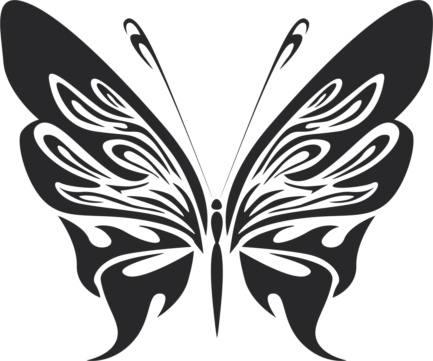 Tribal Butterfly Vector Art Tattoo Free DXF Vectors File
