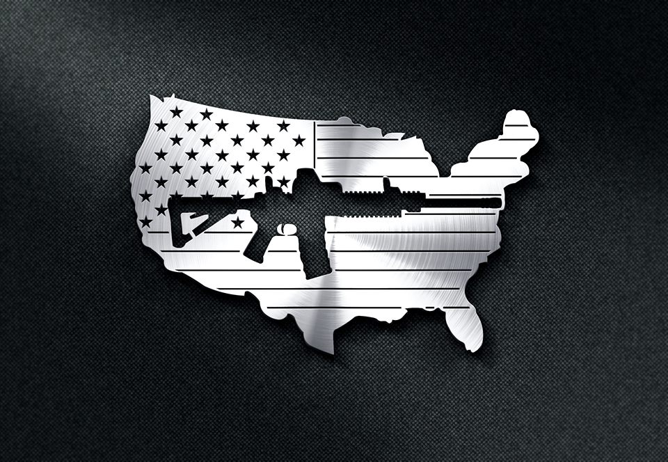 Us Flag With A Gun Cut Out Design DXF File Free Download | Vectors File