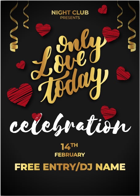 Valentine Night Club Party Invitation Free Vector
