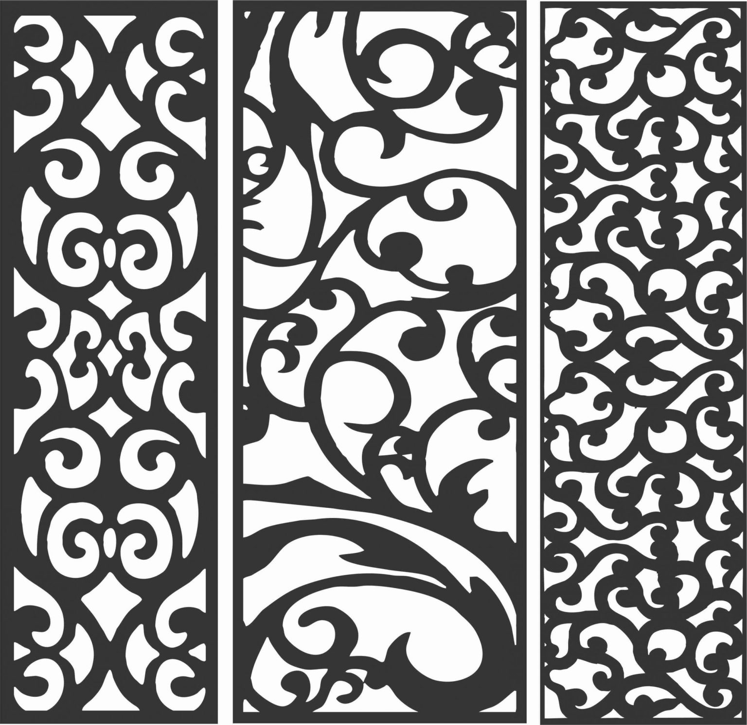 Vertical Front Grill Design for balcony Panel DXF File