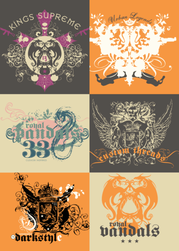 Vintage T-Shirt Design With Dragons Free CDR File Free Download ...