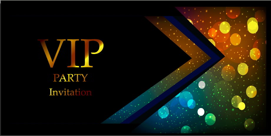 VIP Invitation Card Background Blue Sparkling Shiny Bokeh Free Vector