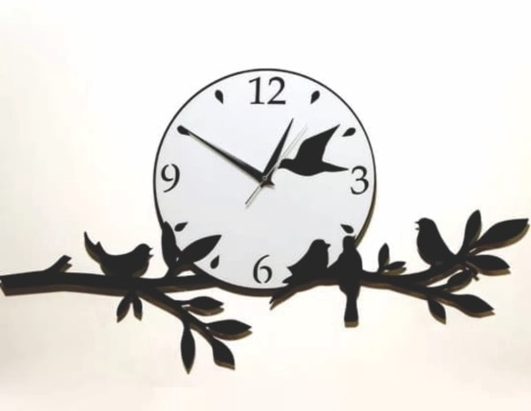 Wall Clock with Bird Wall Decor Laser Cut Templates Free CDR File