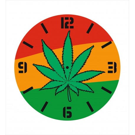 Wall Clock with Pot Leaf Laser Cut Free Vector CDR File