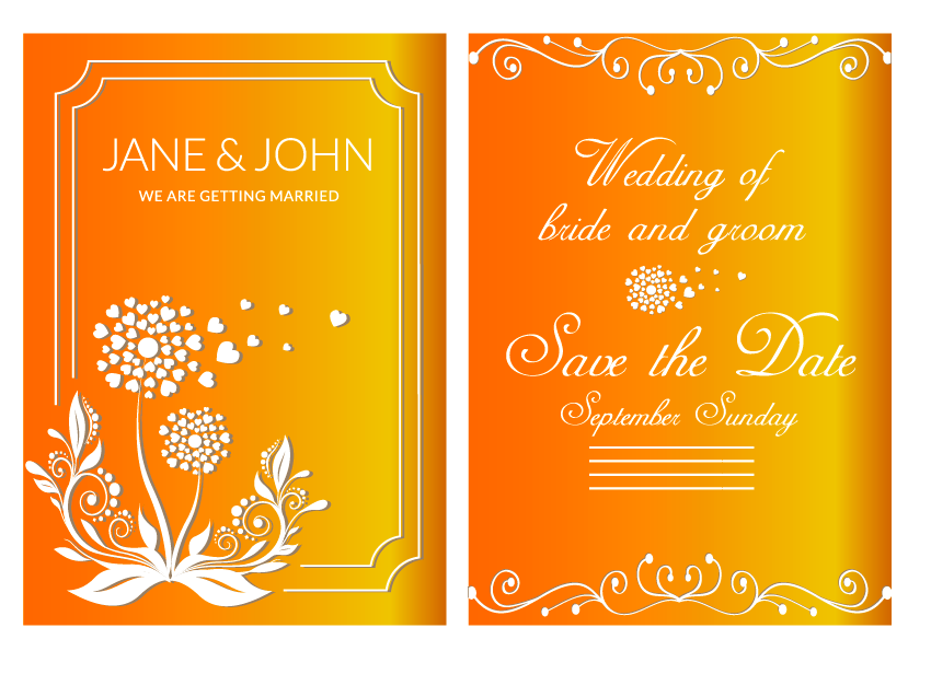 Wedding Card Template Brown Design Classical Decoration Illustrator Vector File