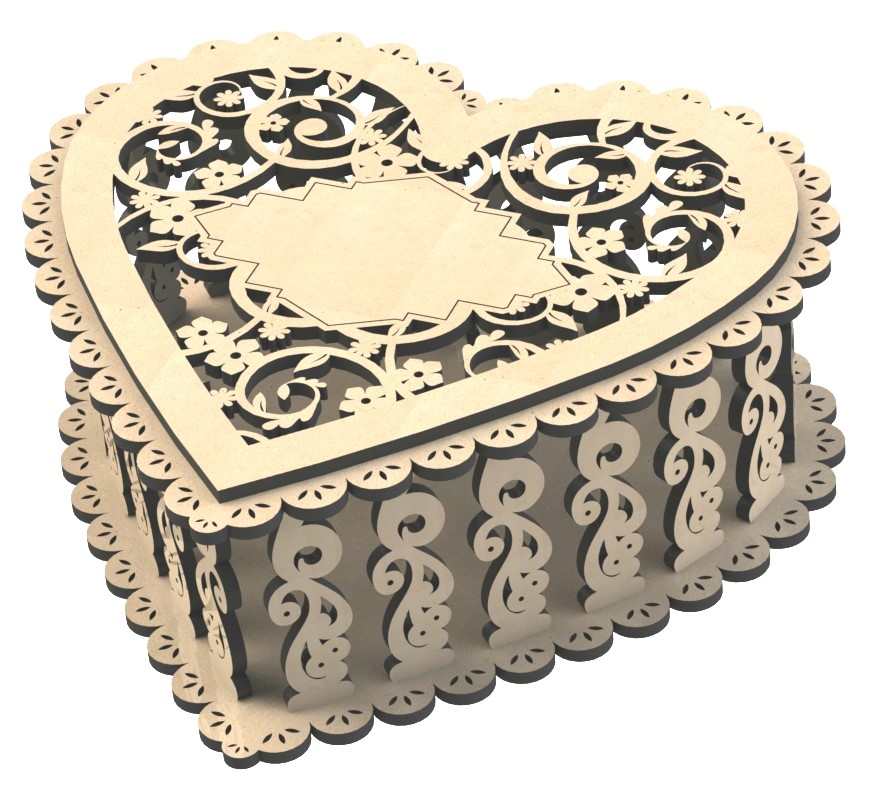 Wedding Gift Box Wooden Puzzle Heart Gift Box DXF File for Laser Cutting