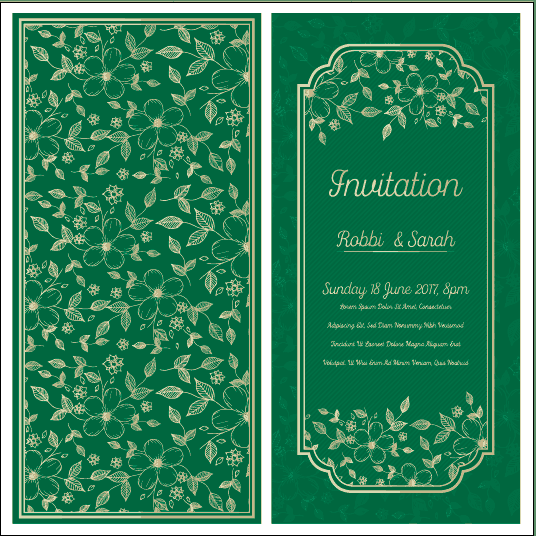 Wedding Green Invitation Card Design Free Vector