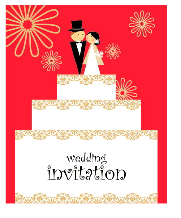 Wedding Invitation Card Design Cake Template Free Vector