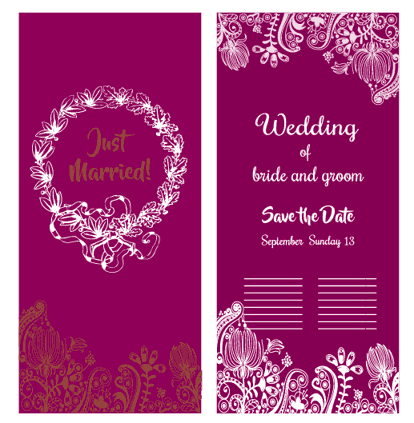 Wedding Invitation Card Design Classical Style With Flowers Free Vector