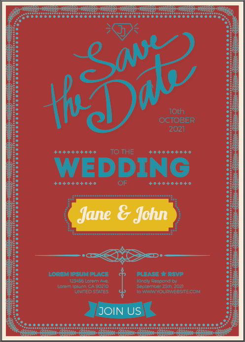 Wedding Invitation Card Design Template Free Vector