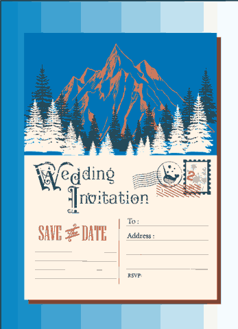Wedding Invitation Card Envelop Template Mountain Landscape Free Vector