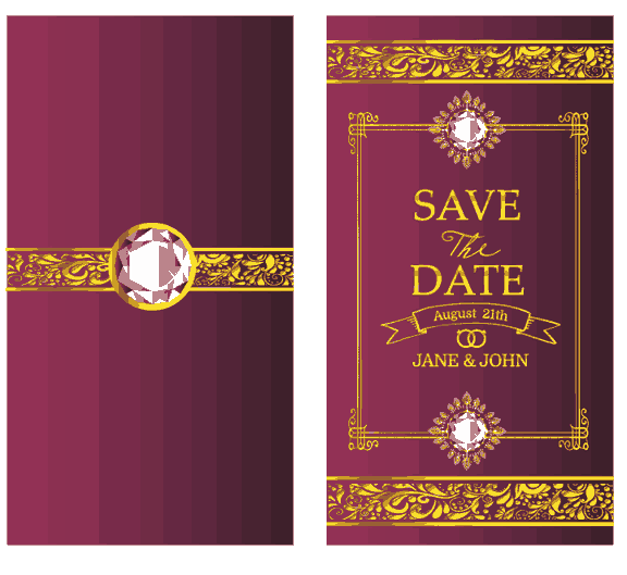 Wedding Invitation Card Template Luxury Gems Decor Blue Background Free Vector