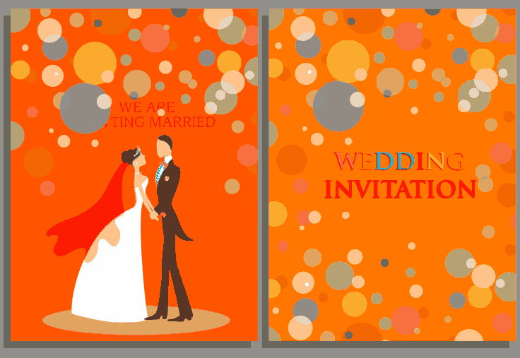 Wedding Invitation Card Template Marriage Couple Colorful Round Decor Free Vector