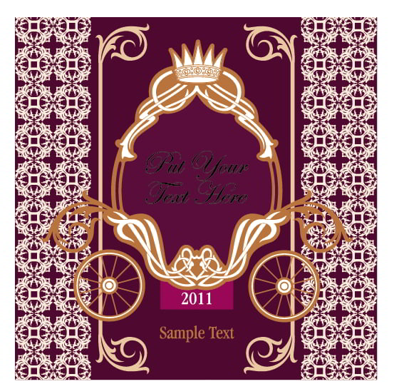 Wedding Invitation with Carriage Design Free Vector