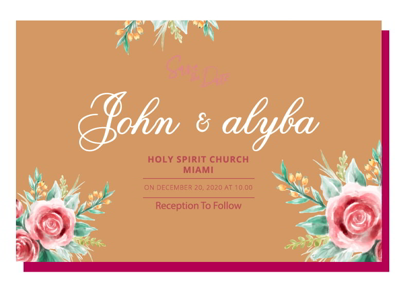 Wedding Template Card Classical Elegant Handdrawn Floral Decor Free Vector