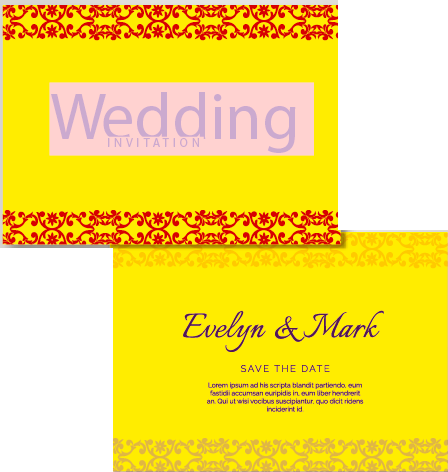 Wedding yellow Invitation Card Vector File