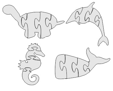 Whale Jigsaw Puzzle Laser Cut DXF File