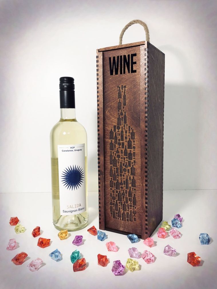 Wine Bottle Wooden Engraved Storage Case With Sliding Lid Free CDR File