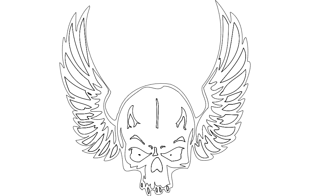 Wing Skull DXF File