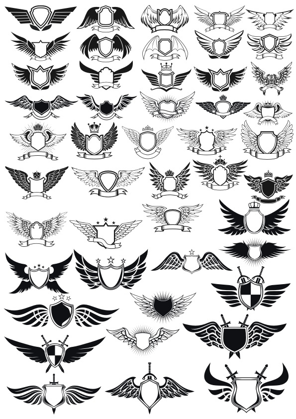 Wings Emblem Set Free CDR Vectors File