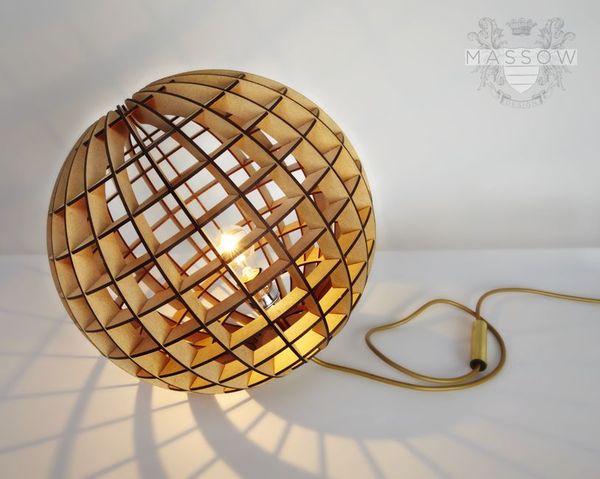 Wood Spherical Lamp Laser Cut DXF Vectors File