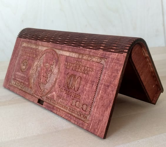 Wooden 100 Dollar Bill Money Box for Storage Laser Cut CDR and DXF File