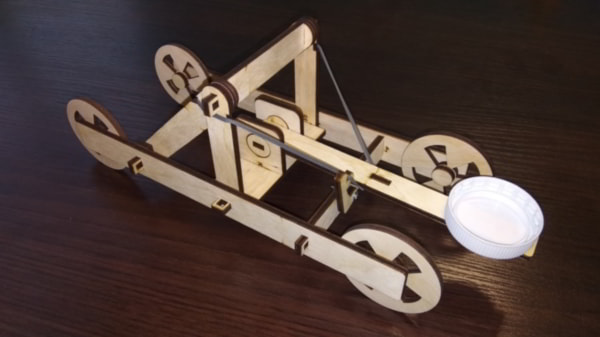 Wooden 3D Puzzle Catapult Toy Model CDR File for Laser Cutting