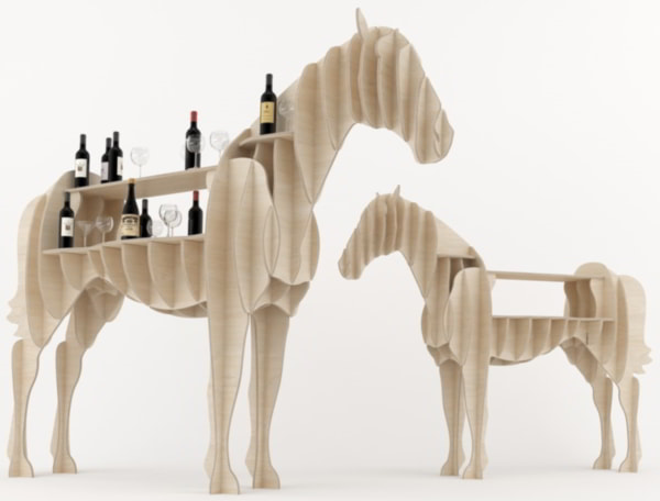 Wooden 3D Puzzle Horse Shelf Model Animal Shelf Design CDR File