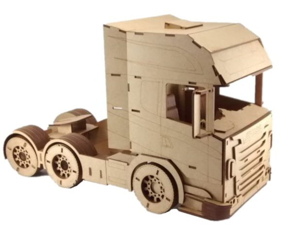 Wooden 3D Puzzle Loader Truck Toy Model CDR File for Laser Cutting
