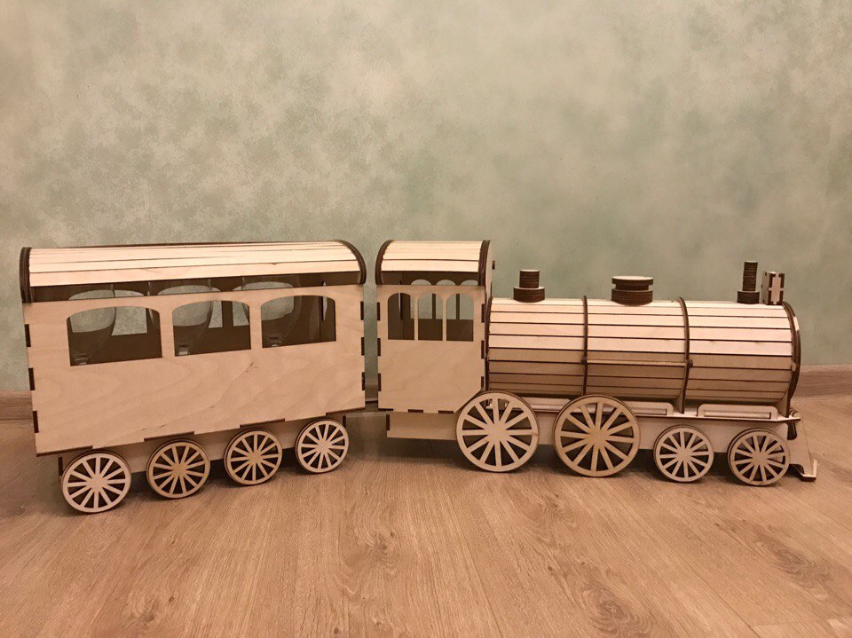 Wooden Board 3D Railway Train CDR File